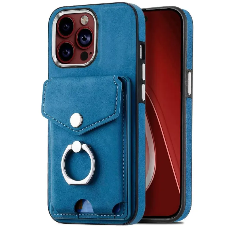 cases For iPhone 15 14 Pro Max PU leather Card Holder Phone Case For iPhone 13 12 Mini 11 X XS XR 8 7 Plus Ring bracket Cover