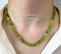 Kalung Choker Batu Akik Hijau Zooying, Rantai Batu Alam Bulat Buatan Tangan, Perhiasan Wanita Kustom Gaya Boho Musim Gugur-Musim Dingin