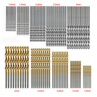 50pcs titane plaqué foret hélicoïdal ensemble en acier à grande vitesse tige droite Miniature trou ouvert foret hélicoïdal 1-3mm forets électriques