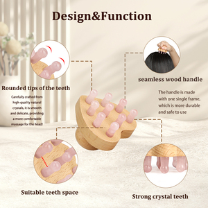 Peigne de massage Gua Sha à 9 dents en forme de cœur, en cristal, avec manche en bois – Cadeau d'entreprise idéal, vente chaude directe usine - Product Image 4