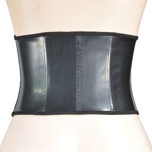 Ceinture amincissante en cuir noir de haute qualité avec boucle en fer, coupe longue devant et courte derrière, pour le contrôle des hanches, tailles XXXS-4XL, crochets brillants - Product Image 4