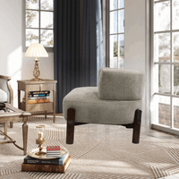 Fauteuil d'appoint moderne en tissu avec pieds en bois d'hévéa, confortable pour salon, chambre ou hôtel