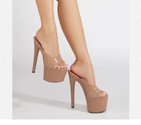 17cm/7inch femmes plate-forme pantoufles sandales talons hauts chaussures de fête été mode tendance pôle danse chaussures