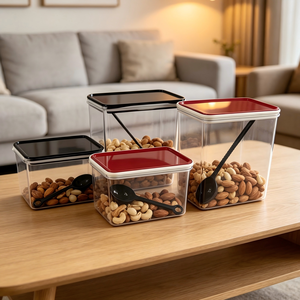 Boîte de rangement hermétique en plastique PC transparent de qualité commerciale pour café en poudre, épices, céréales et produits secs pour cafés et restaurants - Product Image 6