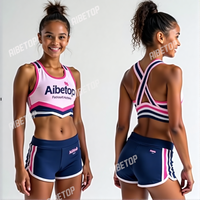 Sparkle Custom Cheer Practice Wear Rhinestone Cheerleading Uniformes Respirant Crop Top et Shorts Set