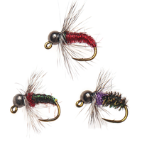 Mouches de pêche à la mouche en gros, tête en tungstène, grizzly hackle, jig nymph, euro flies, nymph humide, truite, basse, perche, leurre de pêche, appât