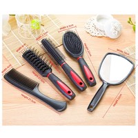 Professionelle 5-teilige Barbier-Salon-Massagebürste Detangle Pinsel-Stil-Werkzeug Spiegel und Halterung Ständer Anzieh-Kamm-Kits Salon-Haarbürste