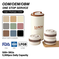 Boîte à lunch isotherme triple compartiment en acier inoxydable 316 sans BPA, grande capacité, portable, compatible micro-ondes, avec pot à soupe hermétique pour le bureau