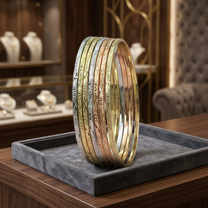 Lot de bracelets plaqués or 3 tons, ensemble de bracelets tricolores, ensemble de bracelets multicolores, ensemble de bracelets en laiton 3 tons. - Product Image 2