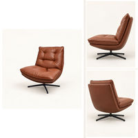 Fauteuil de salon moderne de luxe rembourré, fauteuil pivotant d'appoint, fauteuil de lecture en similicuir à siège unique pour salon, hôtel