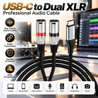 Kabel Audio USB C ke Dual XLR Male, Kabel Adaptor Audio Tipe C ke 2 XLR 3 Pin untuk Komputer, Mixer, Studio, Sistem Suara