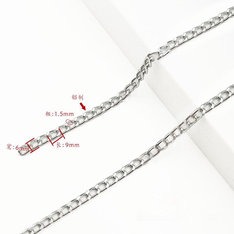 YMLI569-002 Silver 1.5*6*9mm Brushed Aluminum Chain (1 meter)