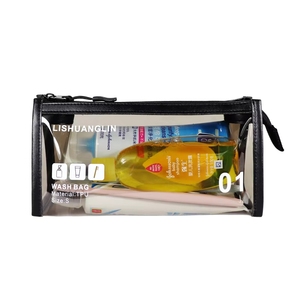 Waterproof PVC Transparent Makeup Bag New Black Recycled Organizer Travel Cosmetic Set Toiletry Storage for Bathroom - Product Image 3