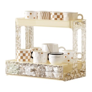 Acrylic Cup Holder 2 Tier Rectangle Desktop Organizer For Tea Coffee Mugs Storage Household Kitchen Office Use - Product Image 2