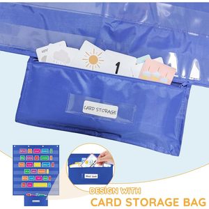 Cuadro de bolsillo de 28x28 cm para colgar en la pared, con bolsa de almacenamiento con cremallera, para uso en el aula, de 3 a 6 años, papel laminado duradero - Product Image 3