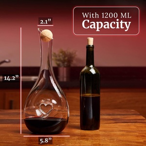 <span class=keywords><strong>Carafe</strong></span> à vin rouge en <span class=keywords><strong>cristal</strong></span> transparent sans plomb de style art occidental classique en forme de cœur, faite à la main, 900 ml, logo personnalisé - Product Image 5