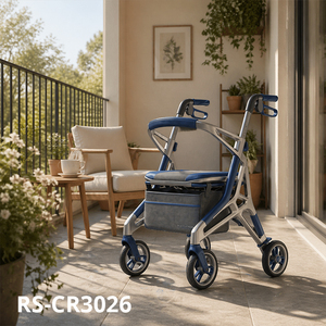 <span class=keywords><strong>Andador</strong></span> con Ruedas <span class=keywords><strong>de</strong></span> Fibra <span class=keywords><strong>de</strong></span> Carbono Futurista, Color Azul Gris, Marco Geométrico, Ligero, Plegable, Suministro Médico B2B - Product Image 1