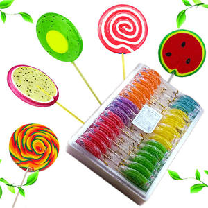 Lower price rainbow lollipop sweet halal fruit flavor boxed bulk big swirl lollipops