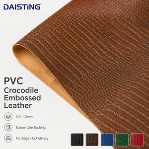 Rouleau de tissu en similicuir PVC gaufré crocodile, matière synthétique en vinyle pour sacs, portefeuilles, revêtements, chaussures, vente en gros, OEM - Product Image 1