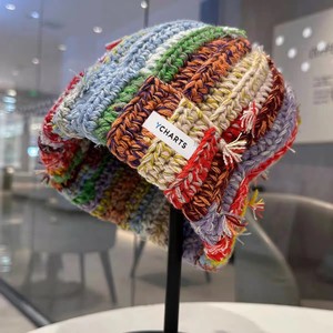 New Arrival Colorful Handmade Crochet Knit <strong>Beanie</strong> Hats for Unisex Slouchy Streetwear Winter Hat Beach Common Custom Logo - Product Image 1