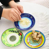 Heetverkopende groothandel keramische mini raspplaat klassieke ronde puntige felgroene keramische gember-knoflook raspplaat