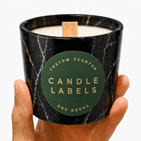 Ensemble d'étiquettes personnalisées pour bougies Blanc Vert Noir : Autocollants ronds pour pots de bougies avec dorure à chaud, autocollants en vinyle imperméables pour étiquettes privées