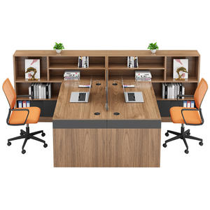 Escritorio de Oficina Moderno para 2, 4 o 6 Personas con Estante de Almacenamiento, Mesa Doble de Madera para Computadora y Gabinete para Personal - Product Image 6