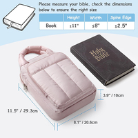 Bolsa de Transporte para Libros, Tipo Puffy, Directo de Fábrica, Bolsa de Iglesia para Útiles Escolares, Bolsa de Transporte para Biblia con Cremallera, Funda Protectora para Biblia para Mujer