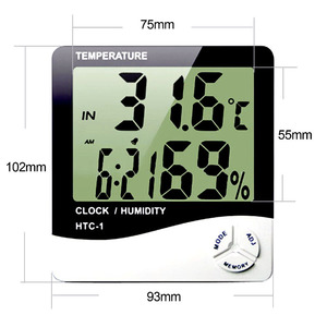 LCD <b>Electronic</b> Digital Temperature Humidity Meter Indoor Outdoor <b>Thermometer</b> Hygrometer Weather Station Clock HTC-1 - Product Image 5