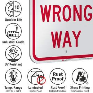ป้ายเตือนจราจรอลูมิเนียมแบบปรับแต่งได้: ห้ามเข้าผิดทางตัวบอกความปลอดภัยที่ทนทานสำหรับถนนการก่อสร้างและโซน - Product Image 4