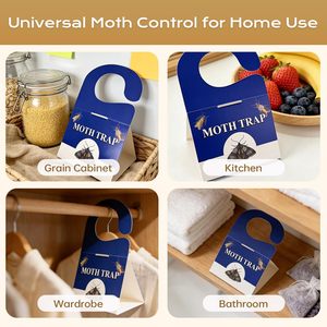 Piège à phéromones non toxiques avec crochet pour armoire, plaque collante anti-insectes pour mites du vêtement et mites de <span class=keywords><strong>la</strong></span> cuisine - Product Image 4