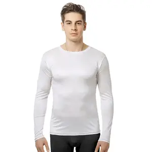 Fitspi-ropa de entrenamiento ajustada para hombre y mujer, camiseta de manga larga para correr al aire libre, ropa deportiva de Color sólido