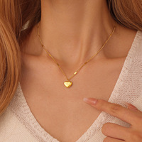 Collier pendentif cœur plaqué or 18 carats promotionnel, chaîne en acier inoxydable 316L étanche, bijoux délicats et élégants pour femmes