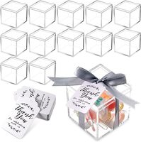 Boîte d'invité de mariage en acrylique Cube carré en plastique avec couvercle Mini boîte d'affichage de conteneurs en acrylique pour douche nuptiale de mariage