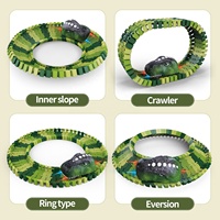 Set de Pista de Carreras de Dinosaurios de 235 Piezas, Juego de Construcción Flexible para Niños, Ensamblaje DIY