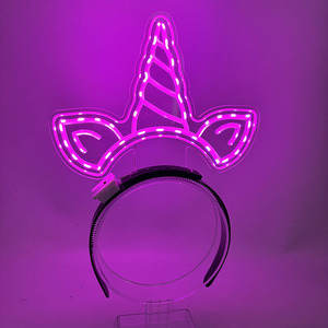 Bandeau <span class=keywords><strong>licorne</strong></span> lumineux à LED en plastique imperméable à l'eau Fournitures de fête Enfants Adultes Décoration de vacances Flash Accessoires de couvre-chef - Product Image 2