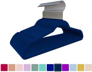 Winwin Wholesale Non Slip Space Saving Single Tier Heavy Duty Durable Blue <strong>Velvet</strong> Flocking <strong>Coat</strong> Suit Hanger for Wardrobe - Product Image 3
