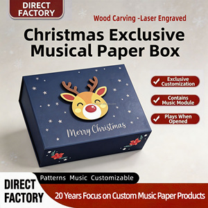 Caja de Música Personalizada con Papel Musical, Caja de Música con Tapa Abatible, Caja Navideña para Celebraciones, Promociones y Regalos Festivos - Product Image 1