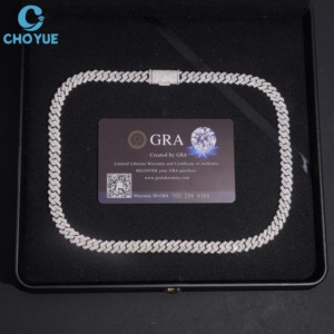 Collar de Cadena Figaro Unisex de Plata 925 con Moissanita VVS de Corte Brillante, Chapado en Rodio, Joyería Hip Hop, para Uso Diario - Product Image 3