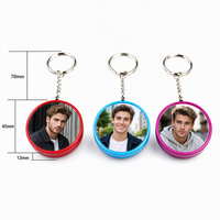 Porte-clés sonore avec lentille transparente, personnalisable avec photo couleur, accessoire rond imprimable