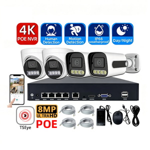 ชุดกล้องวงจรปิด 4CH 8MP NVR ระบบ IP Network POE แบบโดมและแบบกระบอก ความละเอียด 4K ภาพสีเต็มรูปแบบในเวลากลางคืน ระบบกล้องรักษาความปลอดภัย - Product Image 1