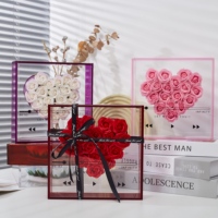 Boîte à musique romantique en acrylique, style Spotify, transparente, avec fleurs de savon, cadeau pour la Saint-Valentin ou un anniversaire
