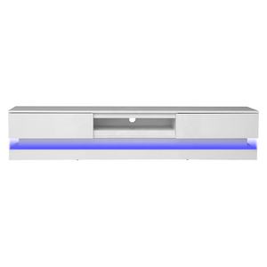 Caja de madera larga moderna para exhibición de TV, soporte para armario, mesa de TV con luz LED - Product Image 1