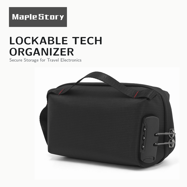 Custom Logo Anti Theft Lockable Tech Organizer Bag with 3 Digit Combination Lock Travel Electronics Cable Storage Case OEM