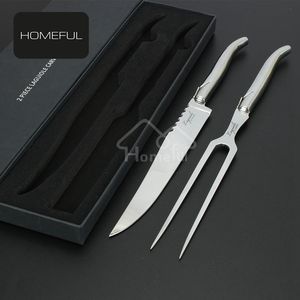 Ensemble couteau et fourchette <span class=keywords><strong>Laguiole</strong></span> en acier inoxydable de haute qualité forgé poignée solide Logo Laser jetable pour les <span class=keywords><strong>restaurants</strong></span> - Product Image 1