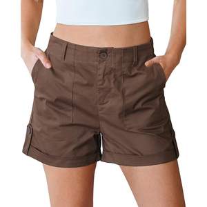 2025 <b>Women's</b> Comfortable Elastic Waist Summer <b>Shorts</b> High Waisted Dressy Casual with Rolled Hem Twill Pocket Stretch Hot Pattern - Product Image 6