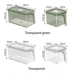 Cozinha Transparente <span class=keywords><strong>PET</strong></span> <span class=keywords><strong>Food</strong></span> <span class=keywords><strong>Storage</strong></span> Box Bins Empilhável Geladeira Organizador Frigorífico Organizador <span class=keywords><strong>Container</strong></span> - Product Image 2