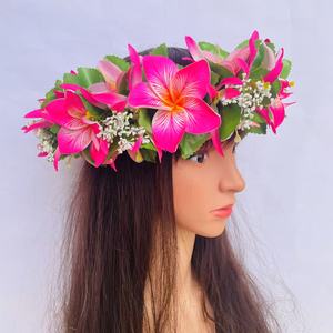 عصابة رأس جديدة من Plumeria مع أوراق زهور استوائية لرقص حولا لحفلات الزفاف اكسسوارات التخرج للفتيات الجزر - Product Image 2