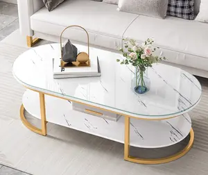 AI LI CHEN beberapa meja persegi kecil di samping sofa kaca di ruang tamu, meja teh keluarga kecil modern minimalis