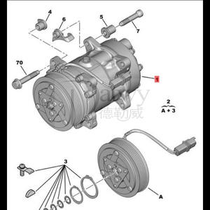 Compresor de Aire Acondicionado OE 6453TJ 6211105524 6453TK para Citroën <span class=keywords><strong>Jumpy</strong></span> 2.0 2002- (marca Datwy) - Product Image 5